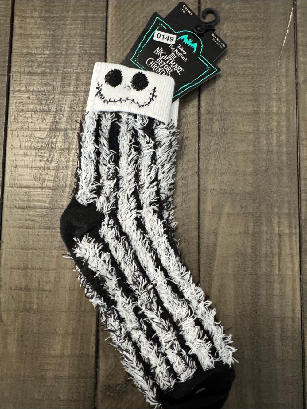 Disney Jack Skellington Fuzzy Crew Socks - Black & White